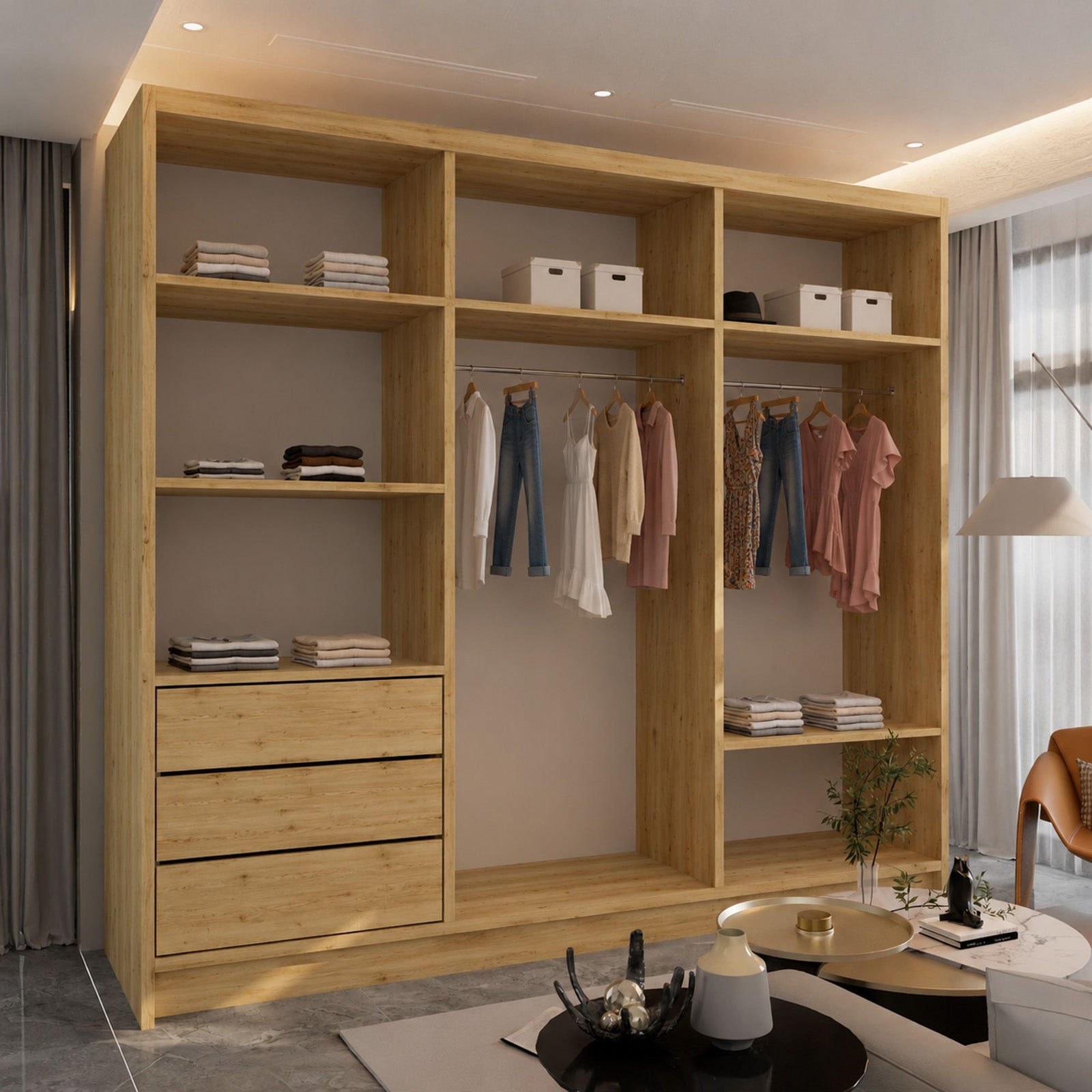 CHOICEWARDROBE Ronni Sliding Door Wardrobe 250cm X 217cm in Light Oak – image 3