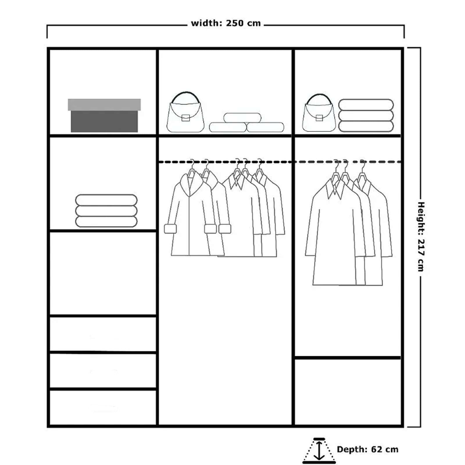 CHOICEWARDROBE Ronni Sliding Door Wardrobe 250cm X 217cm in Light Oak – image 4