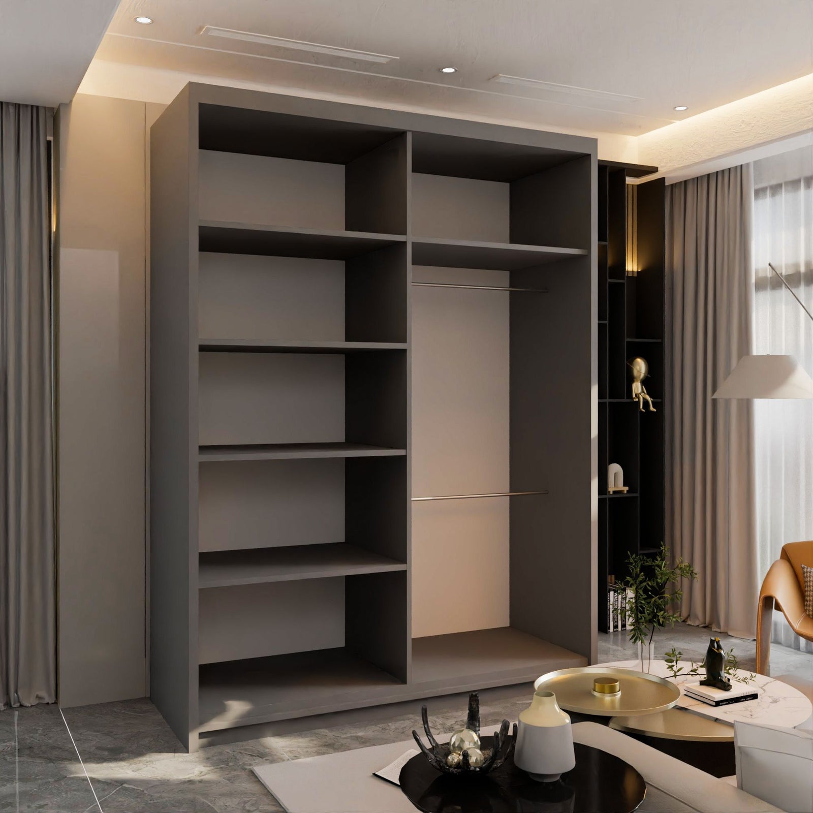 CHOICEWARDROBE Ronni Sliding Door Wardrobe 150cm X 217cm in Grey – image 3