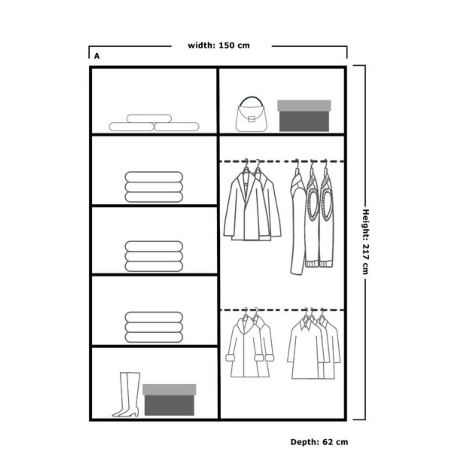CHOICEWARDROBE Ronni Sliding Door Wardrobe 150cm X 217cm in Grey – image 4