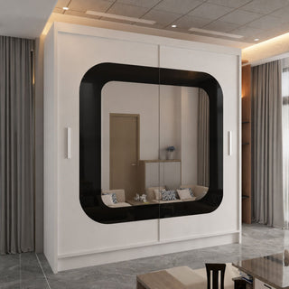 CHOICEWARDROBE Chenai Sliding Door Wardrobe with Mirror Glass Design W203cm x H217cm in White – image 1