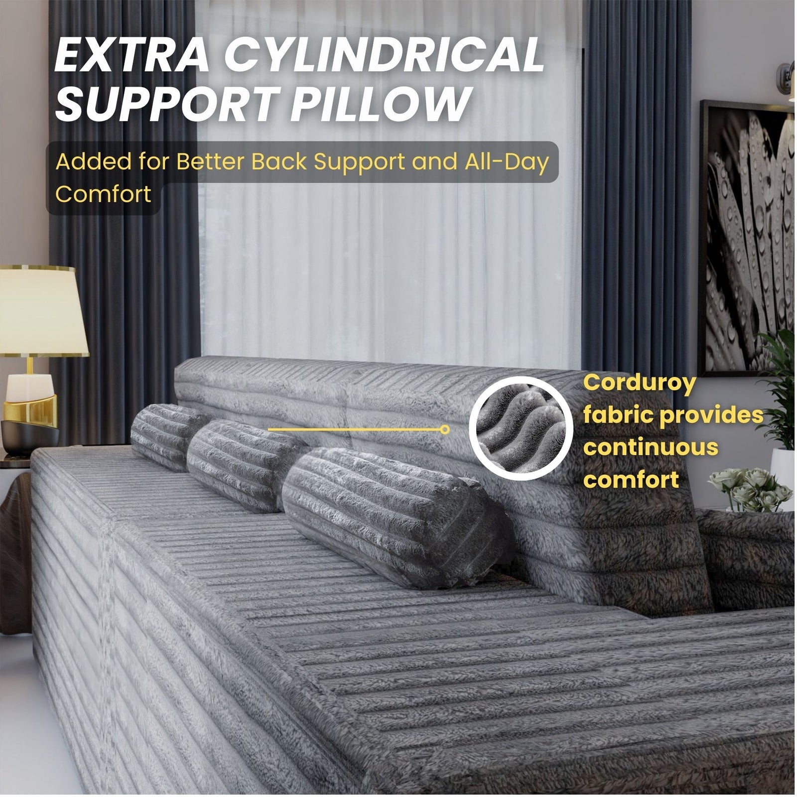 CHOICEWARDROBE Smart Left Corner Sofa – No Assembly Required in Grey – image 3