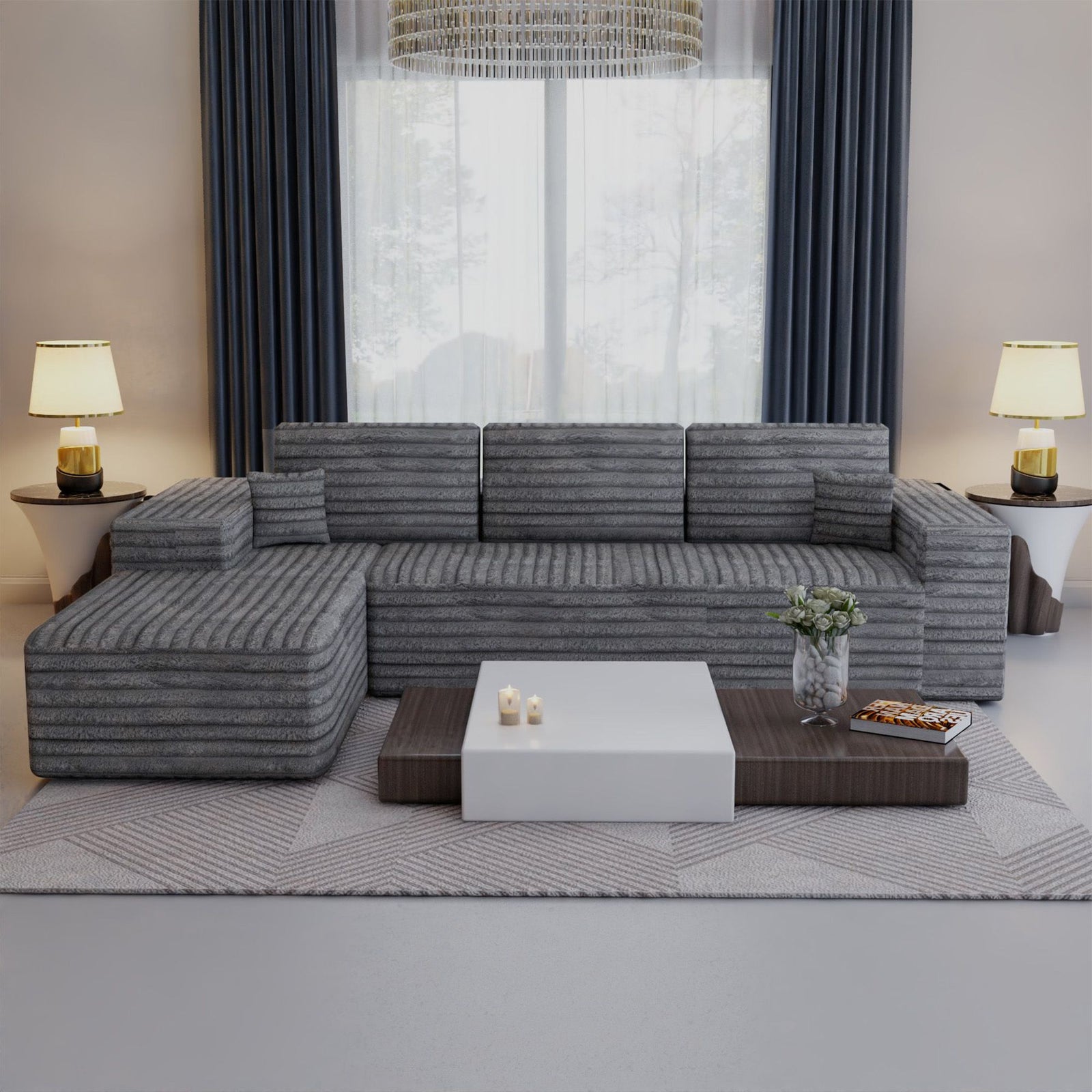 CHOICEWARDROBE Smart Left Corner Sofa – No Assembly Required in Grey – image 4