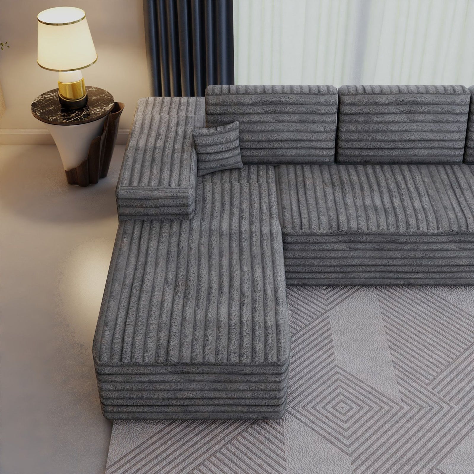 CHOICEWARDROBE Smart Left Corner Sofa – No Assembly Required in Grey – image 5