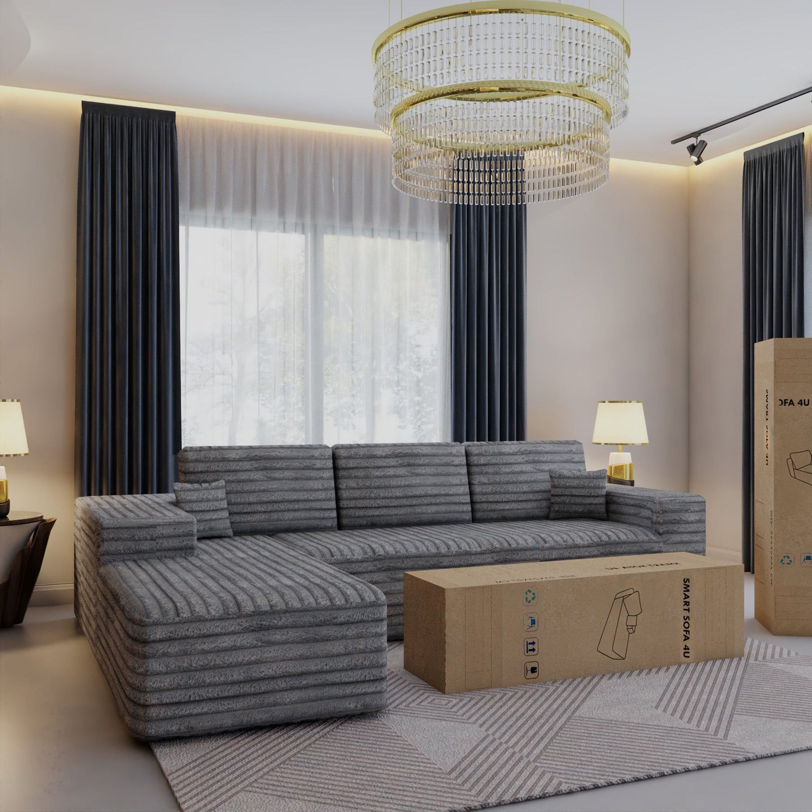 CHOICEWARDROBE Smart Left Corner Sofa – No Assembly Required in Grey – image 7