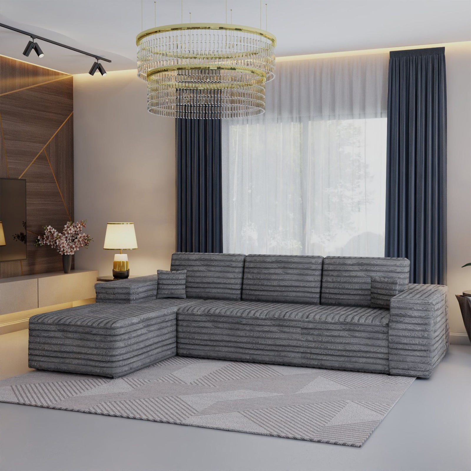 CHOICEWARDROBE Smart Left Corner Sofa – No Assembly Required in Grey – image 8