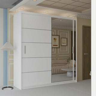 CHOICEWARDROBE Velson One side Mirror Sliding Door Wardrobe 180cm X 217cm in White – image 1
