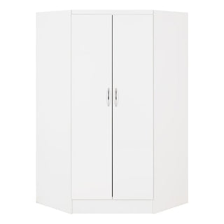 CHOICEWARDROBE Modara White High Gloss Corner Wardrobe – 2 Door, 143 cm Space-Saving Storage