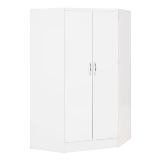 CHOICEWARDROBE Modara White High Gloss Corner Wardrobe – 2 Door, 143 cm Space-Saving Storage