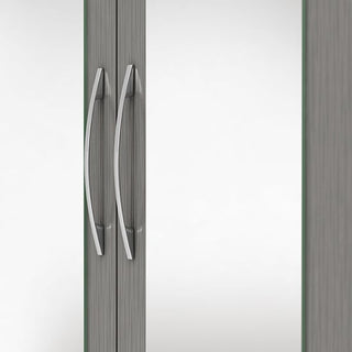 CHOICEWARDROBE Modara Grey 4 Door Mirrored Wardrobe – Modern Bedroom Storage with Drawers & Hanging Rail