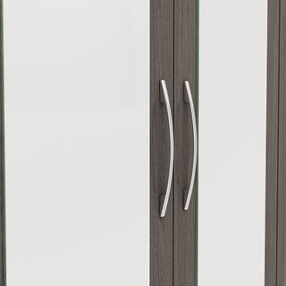 CHOICEWARDROBE Modara Black Wood Grain 6 Door Mirrored Wardrobe – Extra Large Bedroom Storage with Drawers & Hanging Rails
