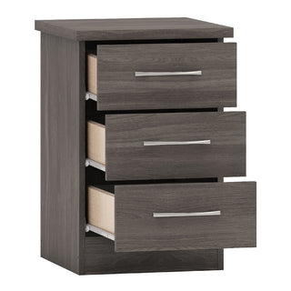 Mack Wooden Furniture Set With 3 Doors Wardrobe In Black