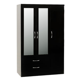 Mack Wooden Furniture Set With 3 Doors Wardrobe In Black Gloss