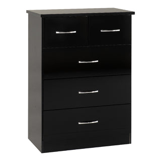 Mack Wooden Furniture Set With 3 Doors Wardrobe In Black Gloss