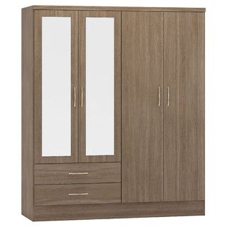 Mack Wooden Furniture Set With 4 Doors Wardrobe In Rustic Oak