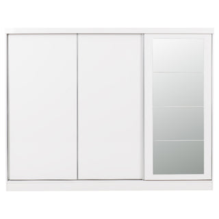 CHOICEWARDROBE Mack White Gloss 3 Door Sliding Wardrobe with Mirror – 242.5cm Wide