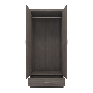 Mack Wooden Wardrobe With 2 Doors 1 Drawer In Black