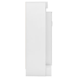 CHOICEWARDROBE Modara White High Gloss Wardrobe with Side Shelves – 2 Door | 90 cm Modern Bedroom Storage