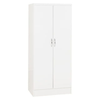 CHOICEWARDROBE Modora White High Gloss 2 Door Wardrobe – Compact Modern Storage with Sleek Gloss Front