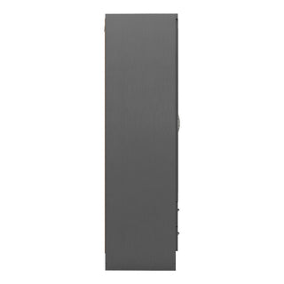 CHOICEWARDROBE Modara Grey Gloss 3 Door Wardrobe – 2 Mirrored Doors, 2 Drawers, 182.5cm Wide