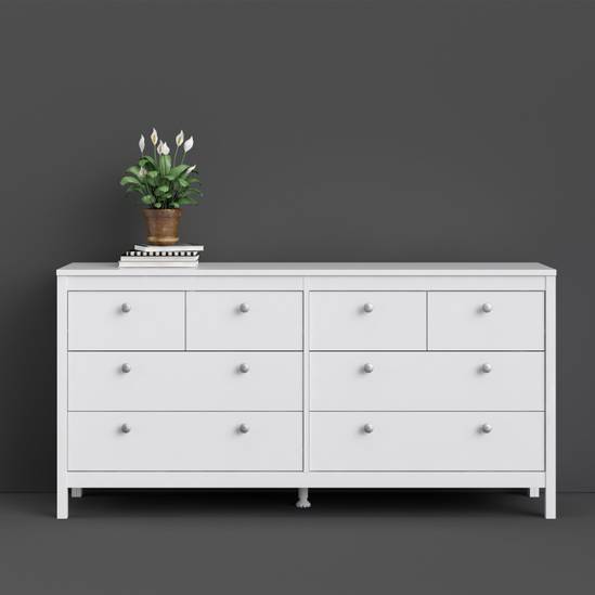 Madrid 159.6cm 8-Drawer Double Dresser – White – image 6