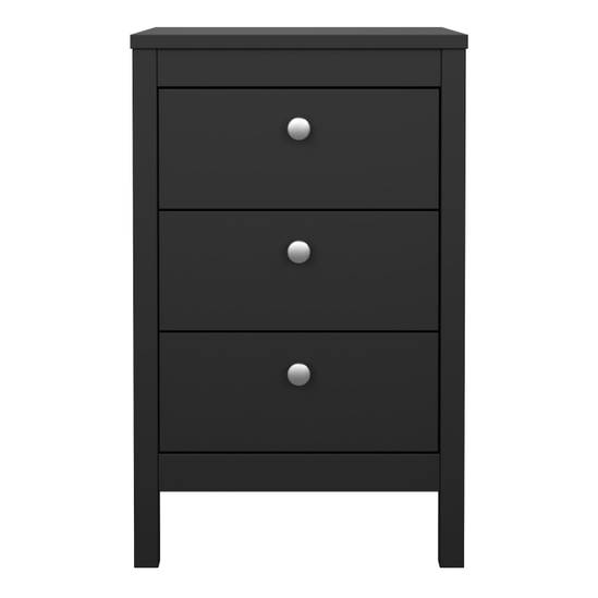 Madrid 3-Drawer Bedside Table – Matt Black – image 2