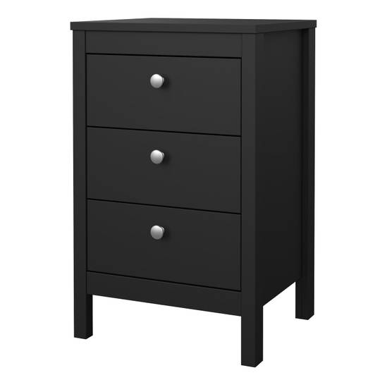 Madrid 3-Drawer Bedside Table – Matt Black – image 3