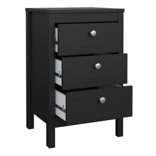 Madrid 3-Drawer Bedside Table – Matt Black – image 6