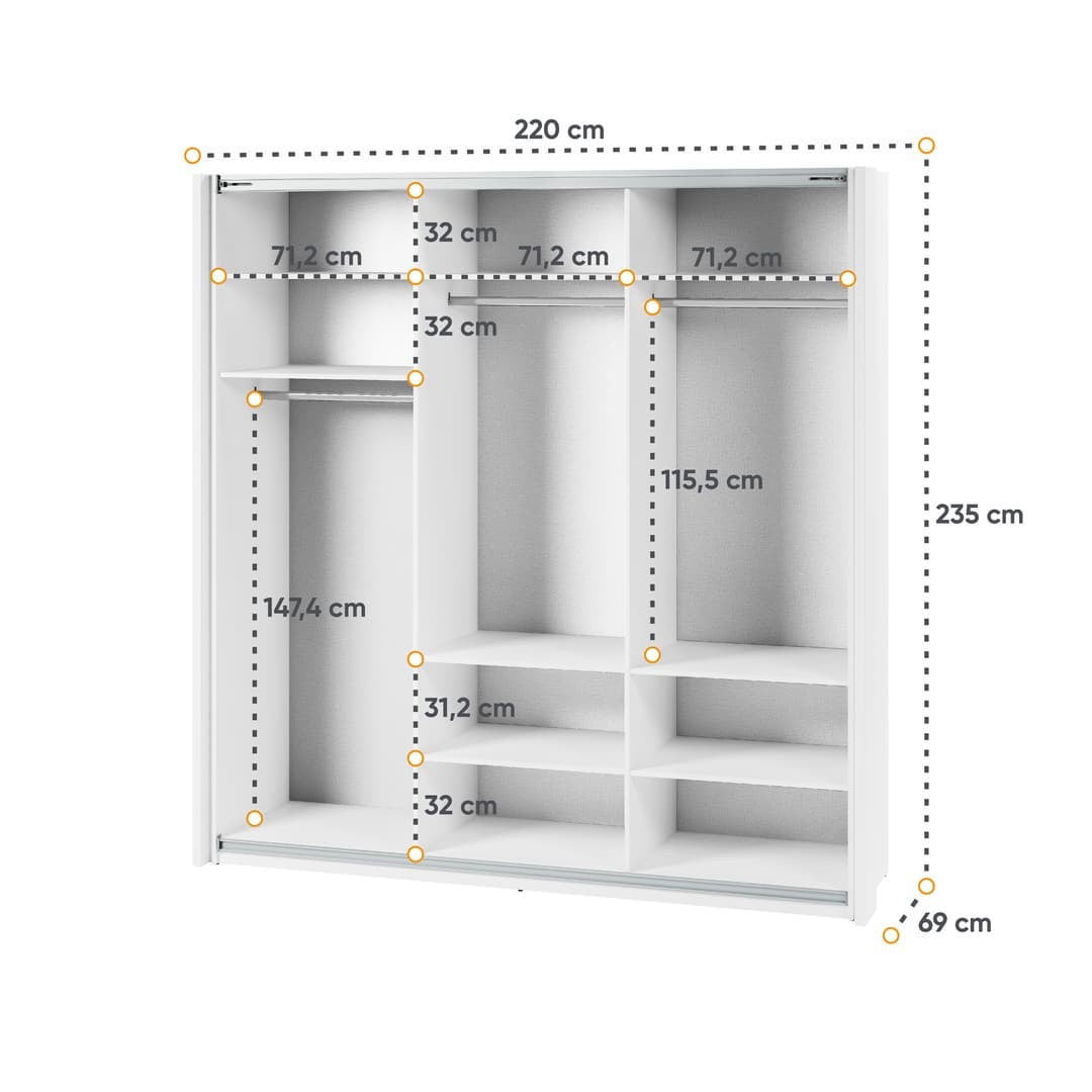 Maxi MX-05 Sliding Door Wardrobe 220cm - gallery image 4