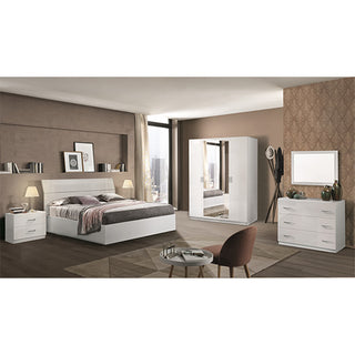 Mayon Mirrored Wooden 4 Doors Wardrobe In White High Gloss