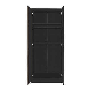 Mcgowen Wooden Furniture Set With 2 Doors Wardrobe In Black