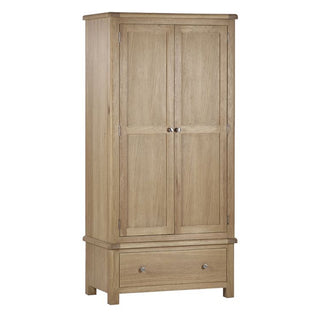 Merritt Wooden Wardrobe With 2 Doors 1 Drawer In Limed Oak