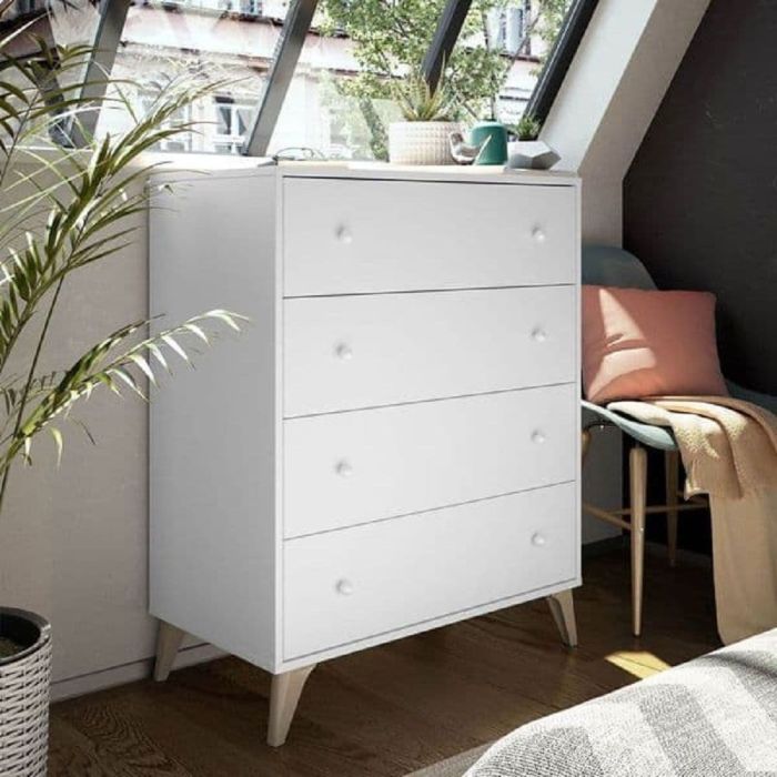 Mesh 75cm 4-Drawer Chest - Arctic White