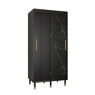 Millwall 100cm Wooden Wardrobe With 2 Sliding Doors In Black
