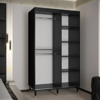 Millwall 120cm Wooden Wardrobe With 2 Sliding Doors In Black