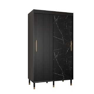 Millwall 120cm Wooden Wardrobe With 2 Sliding Doors In Black