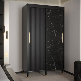Millwall 120cm Wooden Wardrobe With 2 Sliding Doors In Black