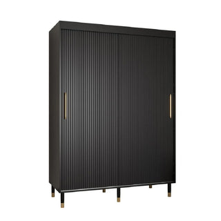 Millwall 150cm Wooden Wardrobe With 2 Sliding Doors In Black