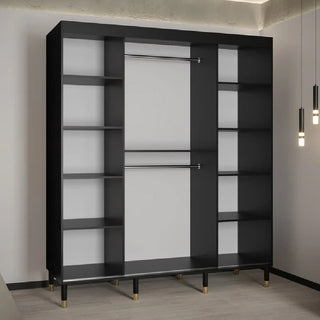 Millwall 180cm Wooden Wardrobe With 2 Sliding Doors In Black