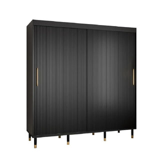 Millwall 200cm Wooden Wardrobe With 2 Sliding Doors In Black