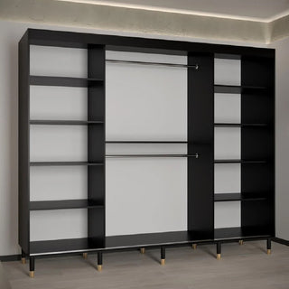 Millwall 250cm Mirrored Wardrobe With 3 Sliding Doors In Black