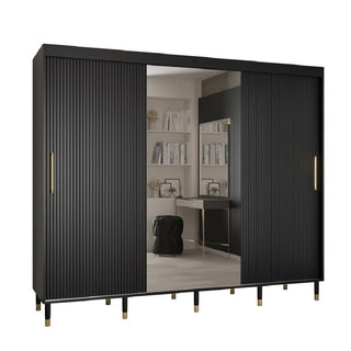 Millwall 250cm Mirrored Wardrobe With 3 Sliding Doors In Black