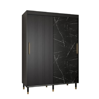 Millwall Wooden Wardrobe 150cm With 2 Sliding Doors In Black