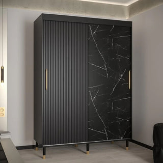 Millwall Wooden Wardrobe 150cm With 2 Sliding Doors In Black