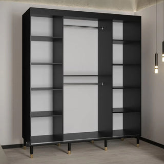 Millwall Wooden Wardrobe 180cm With 2 Sliding Doors In Black