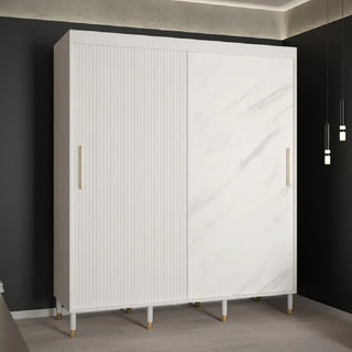 Millwall Wooden Wardrobe 180cm With 2 Sliding Doors In White