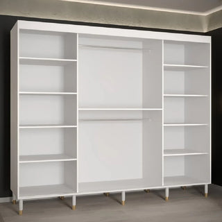 Millwall Wooden Wardrobe 250cm With 3 Sliding Doors In White