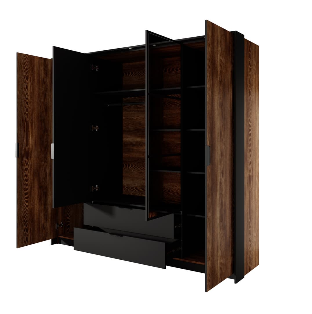 Milton 223cm 4-Door Mirrored Hinged Wardrobe – image 2