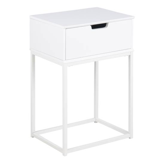 Mitra 40cm 1-Drawer Bedside Table – White – image 1