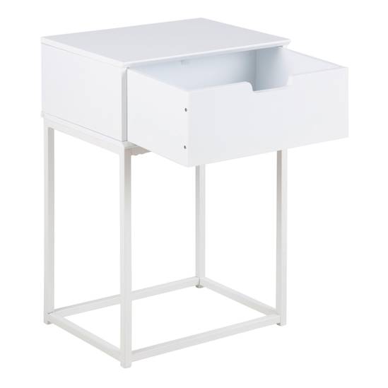 Mitra 40cm 1-Drawer Bedside Table – White – image 5